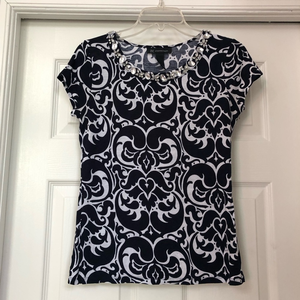 INC International Concepts Jeweled Embellished Top Blouse